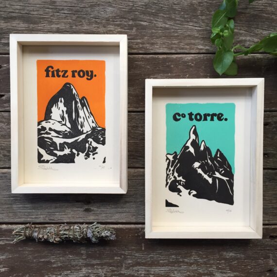 Fitz Roy & Cerro Torre linocut prints